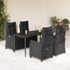 vidaXL 5 Piece Garden Dining Set with Cushions Black Poly Rattan