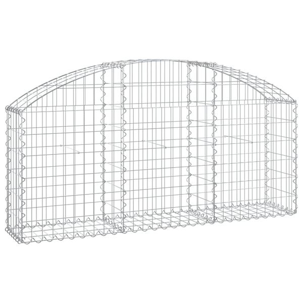 vidaXL Arched Gabion Basket 150x30x60/80 cm Galvanised Iron