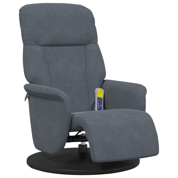 vidaXL Massage Recliner Chair with Footrest Dark Grey Velvet
