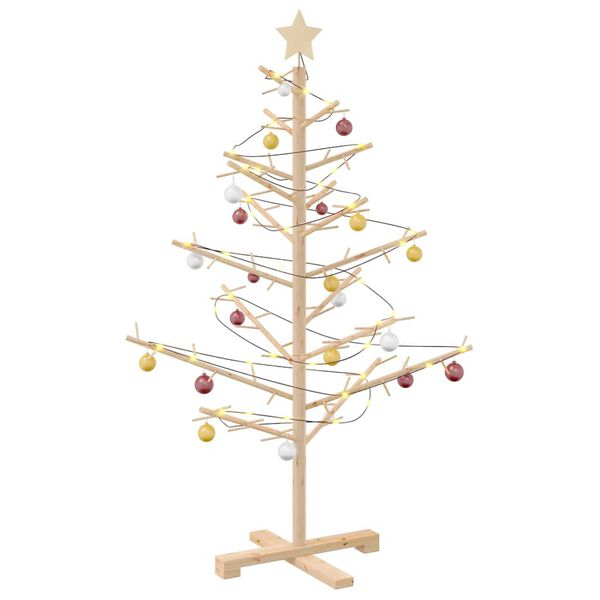 vidaXL Wooden Christmas Tree with Stand Natural 125 cm Solid pine wood