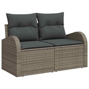 vidaXL Garden Sofa with Cushion Grey 124 x 62 x 69cm Poly Rattan
