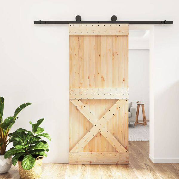 vidaXL Sliding Door with Hardware Set 90x210 cm Solid Wood Pine