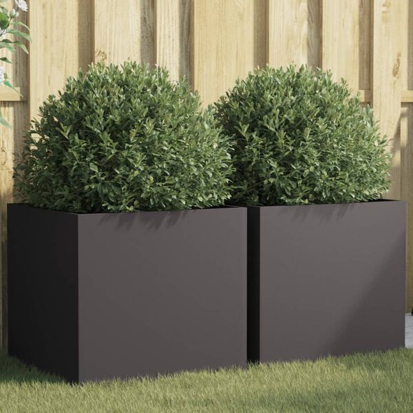 vidaXL Planters 2 pcs Black 49x47x46 cm Steel