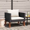 vidaXL Single Garden Sofa with Cushions Poly Rattan Black