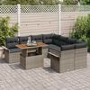 vidaXL Garden Sofa Set with Storage 9 pcs Grey Poly rattan