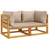 vidaXL Sectional Corner Sofas 2 pcs with Taupe Cushions Solid Wood Acacia