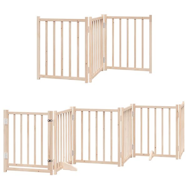 vidaXL Dog Gate with Door Foldable 9 Panels 450 cm Poplar Wood