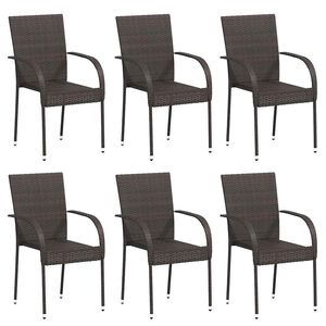 vidaXL Stackable Outdoor Chairs 6 pcs Poly Rattan Brown