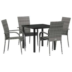 vidaXL Garden Dining Set 5 pcs Grey Powder-Coated Steel