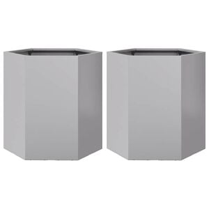 vidaXL Garden Planters 2 pcs Hexagon 46x40x45 cm Galvanized Steel