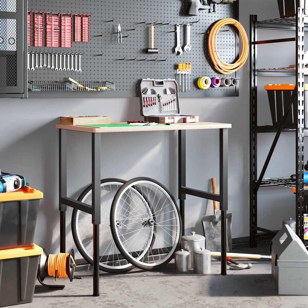 vidaXL Adjustable Work Bench Frames 2 pcs Metal 55x(69-95.5) cm Black