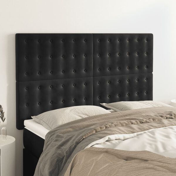 vidaXL Headboard Black 144x5x118/128 cm Velvet