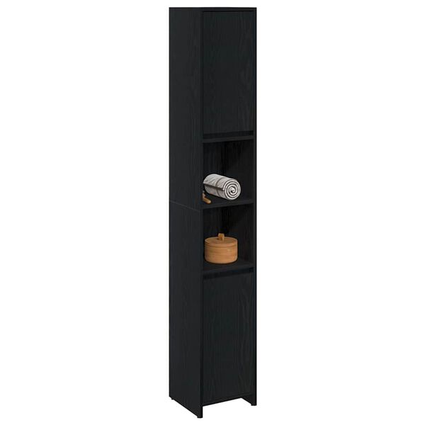 vidaXL Bathroom Cabinet Black Oak 30 x 30 x 183.5 cm Engineered Wood