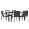 vidaXL 7 Piece Garden Dining Set with Cushions Black Poly Rattan