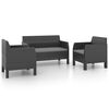 vidaXL 3 Piece Garden Lounge Set with Cushions PP Rattan Anthracite
