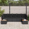 vidaXL Garden Sofa Set with Cushion 7 pcs Black Poly Rattan