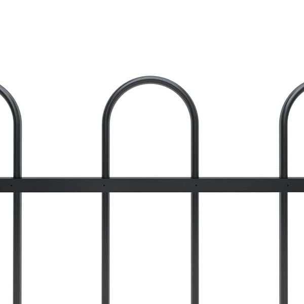 vidaXL Garden Fence with Hoop Top Steel 181x120 cm Black