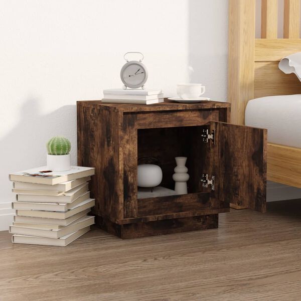 vidaXL Bedside Cabinet Smoked Oak 44x35x45 cm Engineered Wood