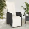vidaXL Reclining Garden Chair with Cushions Black Poly Rattan