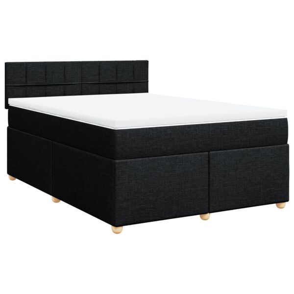 vidaXL Box Spring Bed with Mattress Black Double Fabric