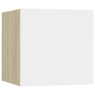 vidaXL Bedside Cabinet White and Sonoma Oak 30.5x30x30 cm Engineered Wood