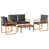vidaXL 4 Piece Garden Lounge Set with Cushions Black Poly Rattan
