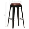 vidaXL Bar Stools 4 pcs Black Real Leather