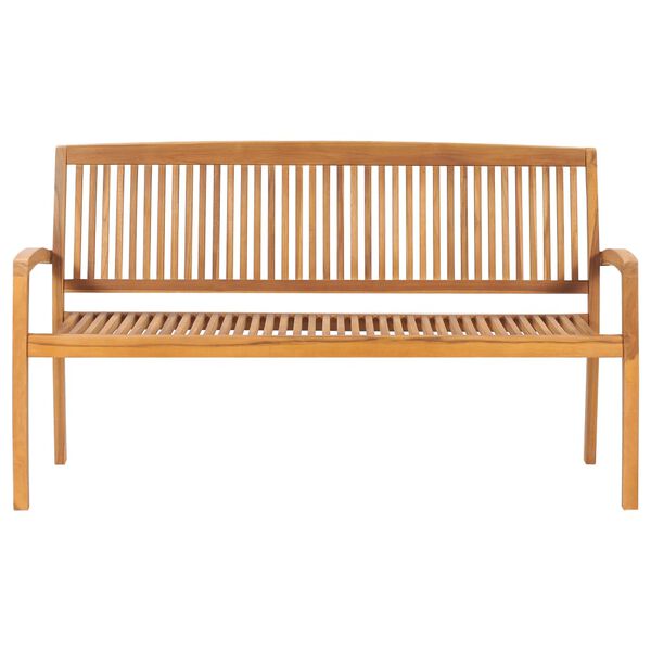vidaXL Stacking Garden Bench with Cushion 159 cm Solid Teak Wood