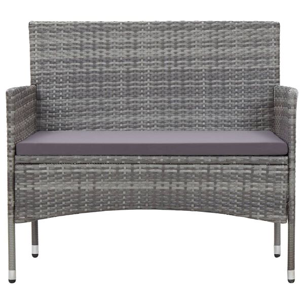 vidaXL Garden Bench 105 cm Poly Rattan Grey