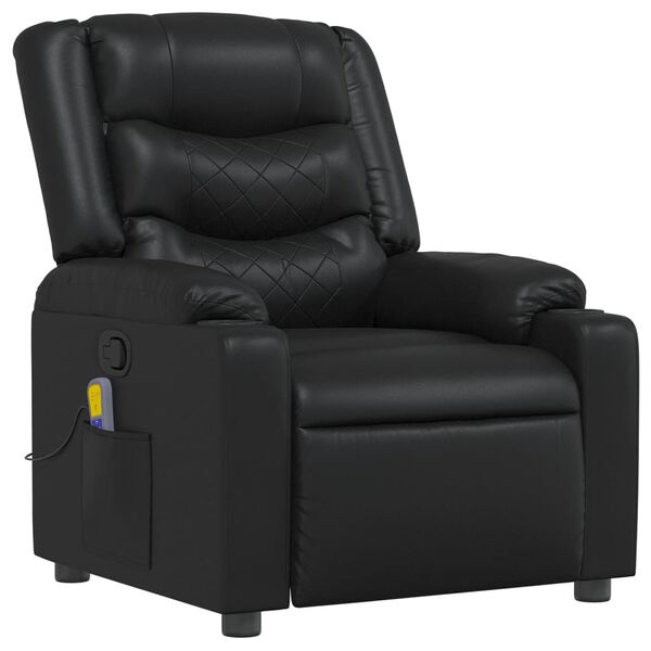 vidaXL Massage Recliner Chair Black Faux Leather