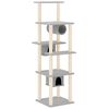 vidaXL Cat Tree with Sisal Scratching Posts Light Grey 169 cm