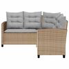 vidaXL Garden Sofa with Table&Cushions L-shaped Beige Poly Rattan