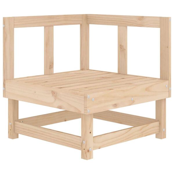 vidaXL Corner Sofa with Cushions Solid Wood Pine