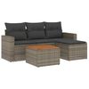 vidaXL 5 Piece Garden Sofa Set with Cushions Grey Poly Rattan