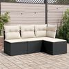 vidaXL 4 Piece Garden Sofa Set with Cushions Black Poly Rattan