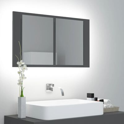 vidaXL LED Bathroom Mirror Cabinet Grey 80x12x45 cm