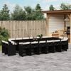 vidaXL 17 Piece Garden Dining Set with Cushions Black Poly Rattan