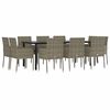 vidaXL 11 Piece Garden Dining Set with Cushions Black and Grey Poly Rattan