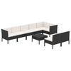 vidaXL 9 Piece Garden Lounge Set with Cushions Poly Rattan Black