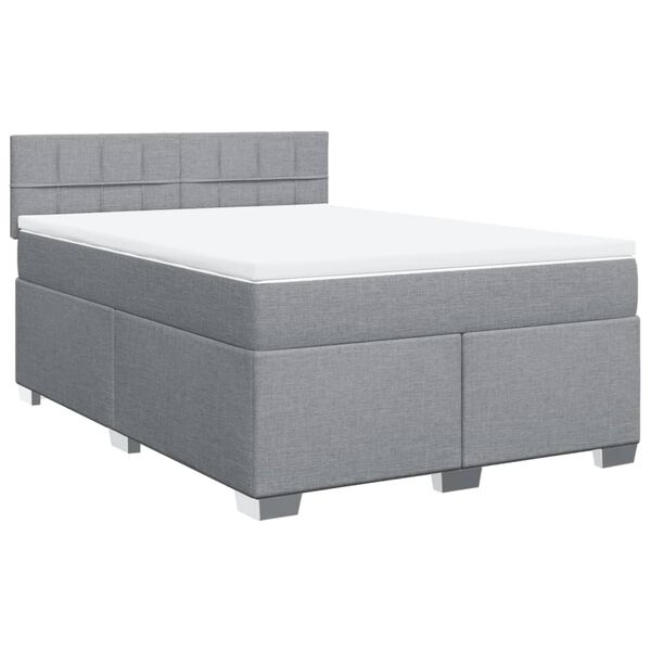 vidaXL Box Spring Bed with Mattress Dark Grey Queen Fabric