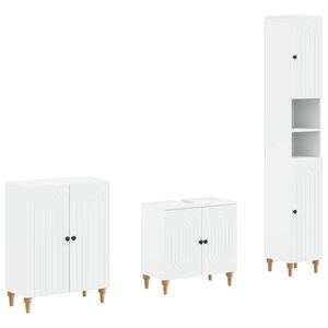 vidaXL 3 Piece Bathroom Cabinet Set ALKMAAR White Engineered Wood