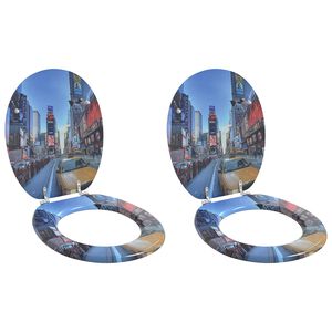 vidaXL Toilet Seats with Lids 2 pcs MDF New York