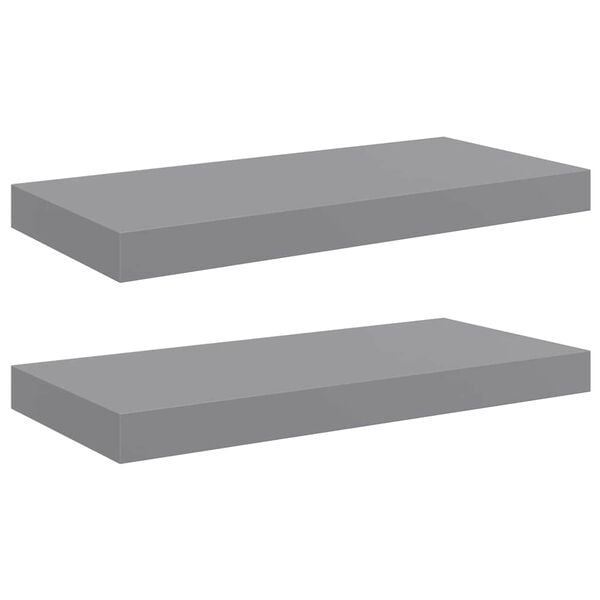 vidaXL Floating Wall Shelves 2 pcs Grey 50x23x3.8 cm MDF