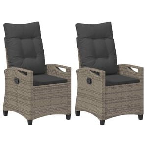 vidaXL Garden Chair 2 pcs Grey and Dark Grey Steel and Polyester