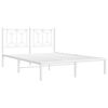 vidaXL Metal Bed Frame without Mattress with Headboard White 135x190cm
