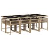 vidaXL 9 Piece Garden Dining Set with Cushions Beige Poly Rattan