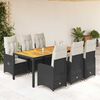 vidaXL 7 Piece Garden Bistro Set with Cushions Black Poly Rattan