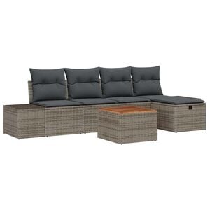 vidaXL Garden Sofa Set with Cushion 6 pcs Grey Poly rattan
