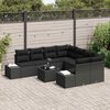 vidaXL Garden Sofa Set with Cushion 9 pcs Black Poly Rattan