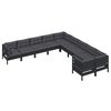 vidaXL 10 Piece Garden Lounge Set with Cushions Black Pinewood
